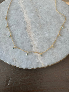 Gold & Turquoise Gem Dot Necklace