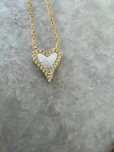 Mother Of Pearl Heart Necklace