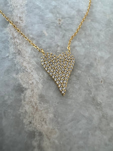 CZ Crusted Gold Heart Necklace