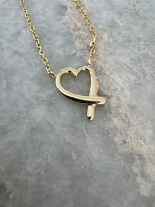 Crossover Gold Heart Necklace