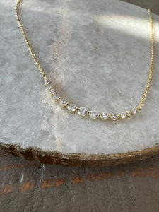 Graduated CZ Stones Gold Necklace