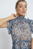 Short Sleeve Top- Blue Tempora