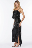 Sequin Slip Skirt- Caviar