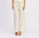 Double Tie Belt Detail Pleated Pinstripe Trouser