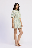 Short Sleeve Collared Shirt Dress w Elasticated Waist