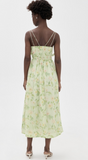 Paloma Midi Dress- Detailed Panel Floral Print Dress w Floral Trim