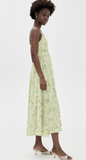 Paloma Midi Dress- Detailed Panel Floral Print Dress w Floral Trim