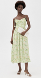 Paloma Midi Dress- Detailed Panel Floral Print Dress w Floral Trim