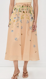 Braided Rope Belt Trim Detail Midi Skirt