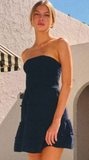 Women's Strapless Frayed Short Dress