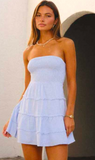 Women's Strapless Frayed Short Dress