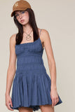 Smocked Torso Mini Romper - Ocean Blue