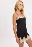 Black Satin Lace & Cream Mini Dress