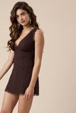 Eyelet V-Neck Lace Mini Dress w Open Back