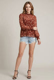 Floral Dot Print Back Tie Blouse