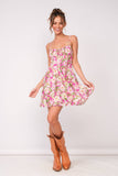 Floral Sleeveless Ruffle Trim Mini Dress