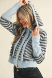Striped Cardigan Hooded Sweater (2 Colors)