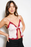 Contrast Satin Lace Camo Top