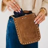 Vegan Suede Bag w Gold Accent