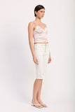 Floral Satin Cami Top with Lace Trim