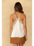 Lace Trim Satin Cami Top (3 Colors)