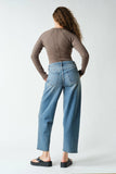 Essential Long-Sleeved Micro-Ribbed Henley Top- Truffle