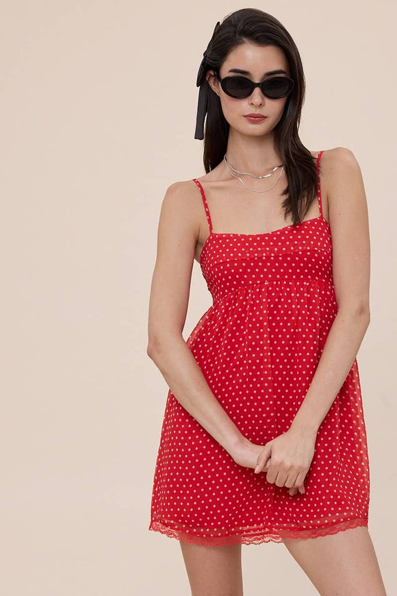 Polka Dot Lace Swing Mini Dress