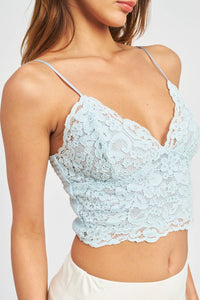 Lace Cami Bralette Top- Ice Blue