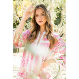 Tiered Embroiderd Dress- Pink