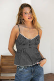 Plaid Check Poplin V Neck Tank Top