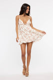Red Floral Sweetheart Ruffle Mini Dress