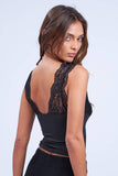 Plunging Neck Lace Strap Top