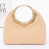 Faux Leather Round Metal Handle Bag