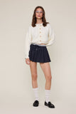 Ivory Puff Sleeve Cardigan Knit Sweater