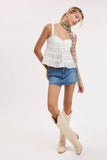 Clip Dot Tiered Ruffle Trim Cami Top