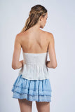 White Floral Embossed Tie Top
