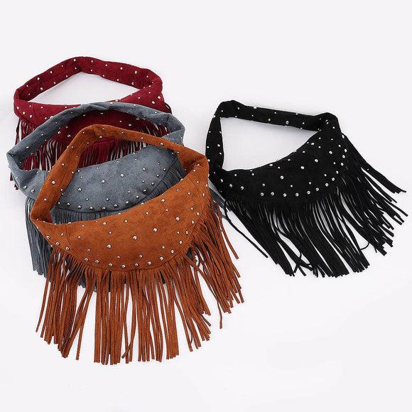 Riveted Fringe Suede Hobo