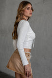 Jacquard Long Sleeve Lace Trim Top