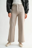 Patch Pocket Wide Leg Jeans - Moonstone Cream