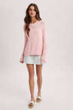 Mock Neck Open Knit Sweater (Ballet Pink)