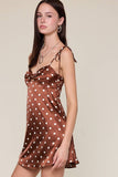 Satin Polka Dot Dress with Sweetheart Neckline