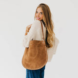 Suede Hobo Bag w Rivet Accent Details