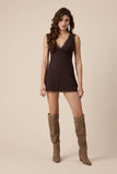 Eyelet V-Neck Lace Mini Dress w Open Back
