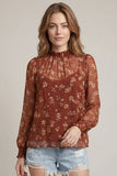 Floral Dot Print Back Tie Blouse