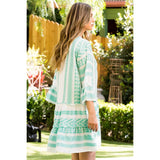 Tiered Jacquard Dress- Aqua