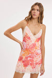 Blooming Floral Lace Trim Mini Dress
