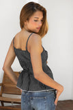 Plaid Check Poplin V Neck Tank Top