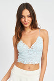 Lace Cami Bralette Top- Ice Blue