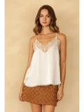 Lace Trim Satin Cami Top (3 Colors)