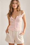 Button Down Square Neck Tank